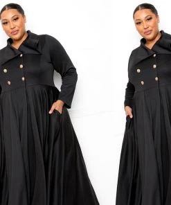 Social Butterfly Collection Beautiful Black Long Duster Coat Dress New Arrivals