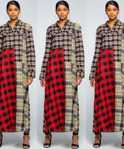 Social Butterfly Collection Plaid Check Multi Color Duster Dress 45 Social Butterfly Collection Plaid Check Multi Color Duster Dress