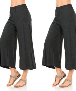 Social Butterfly Collection Plus Size Gray Culotte Pants