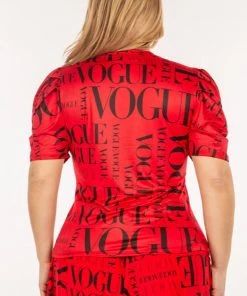 Social Butterfly Collection Red Black Vogue Print Top New Arrivals