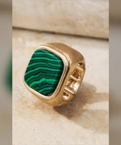 Social Butterfly Collection Sale Square Natural Stone Costume Ring