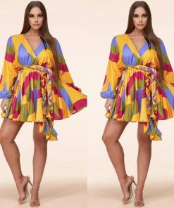 Social Butterfly Collection Multi Color Abstract Print Plus Size Dress Top New Arrivals