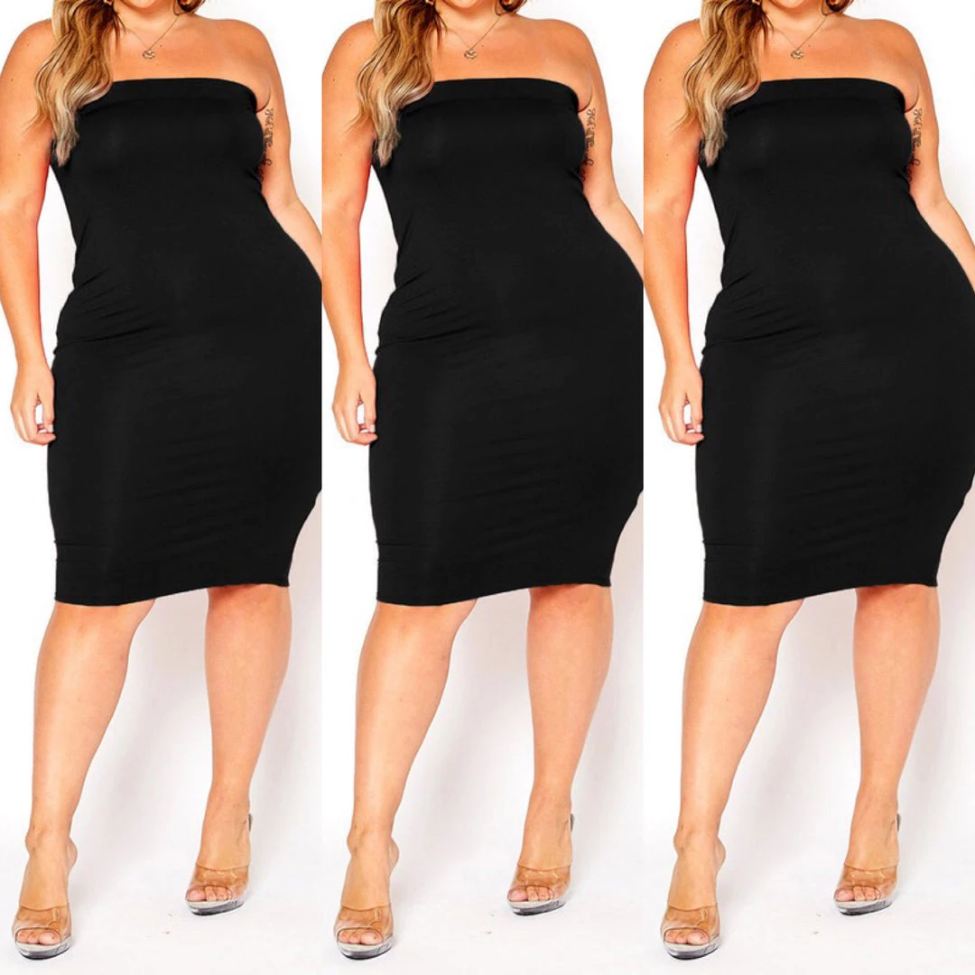 Social Butterfly Collection New Arrivals Plus Size Black Strapless Tube Top Dress 3 Social Butterfly Collection New Arrivals Plus Size Black Strapless Tube Top Dress