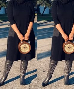 Social Butterfly Collection Brown Retro Style Clock Handbag