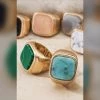 Social Butterfly Collection Sale Square Natural Stone Costume Ring