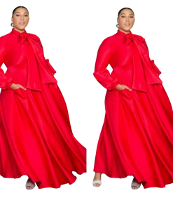 Social Butterfly Collection Really Red Necktie Maxi Dress