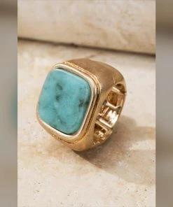 Social Butterfly Collection Sale Square Natural Stone Costume Ring