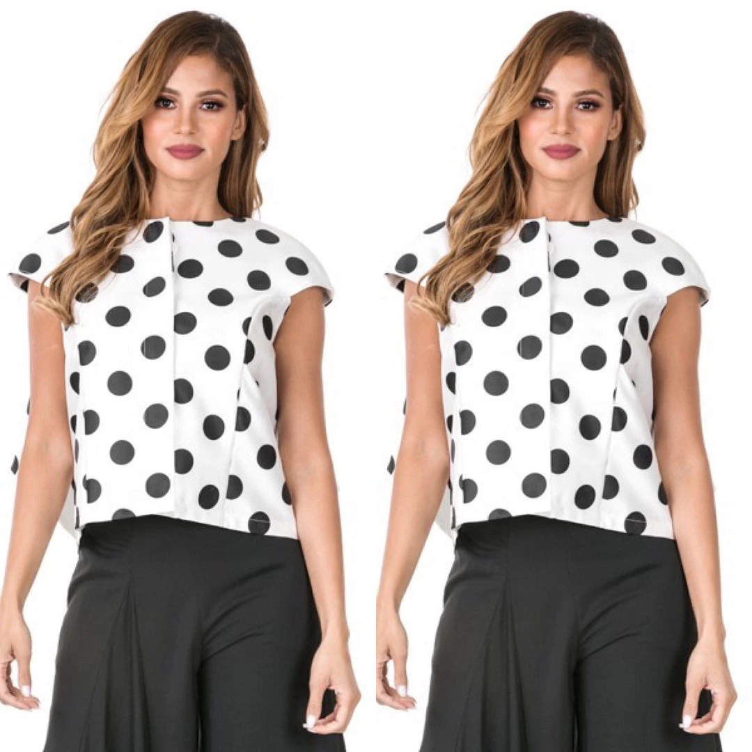 Social Butterfly Collection White Black Polka Dot Cascading Back Jacket 10 Social Butterfly Collection White Black Polka Dot Cascading Back Jacket