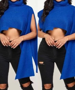 Social Butterfly Collection Accessories Royal Blue Asymmetrical Sweater Scarf