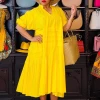 Social Butterfly Collection Plus Size Yellow Boho Style Below The Knee Dress