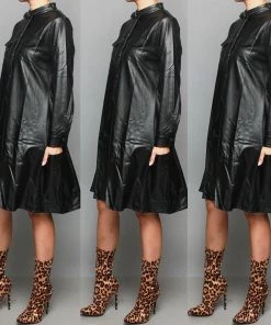 Social Butterfly Collection Black Faux Leather Dress Plus Sizes 12 Social Butterfly Collection Black Faux Leather Dress Plus Sizes