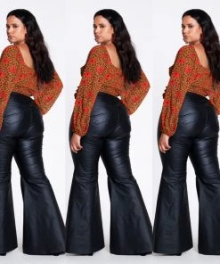 Social Butterfly Collection Black Faux Leather Bell Bottom Pants Plus Sizes 18 Social Butterfly Collection Black Faux Leather Bell Bottom Pants Plus Sizes