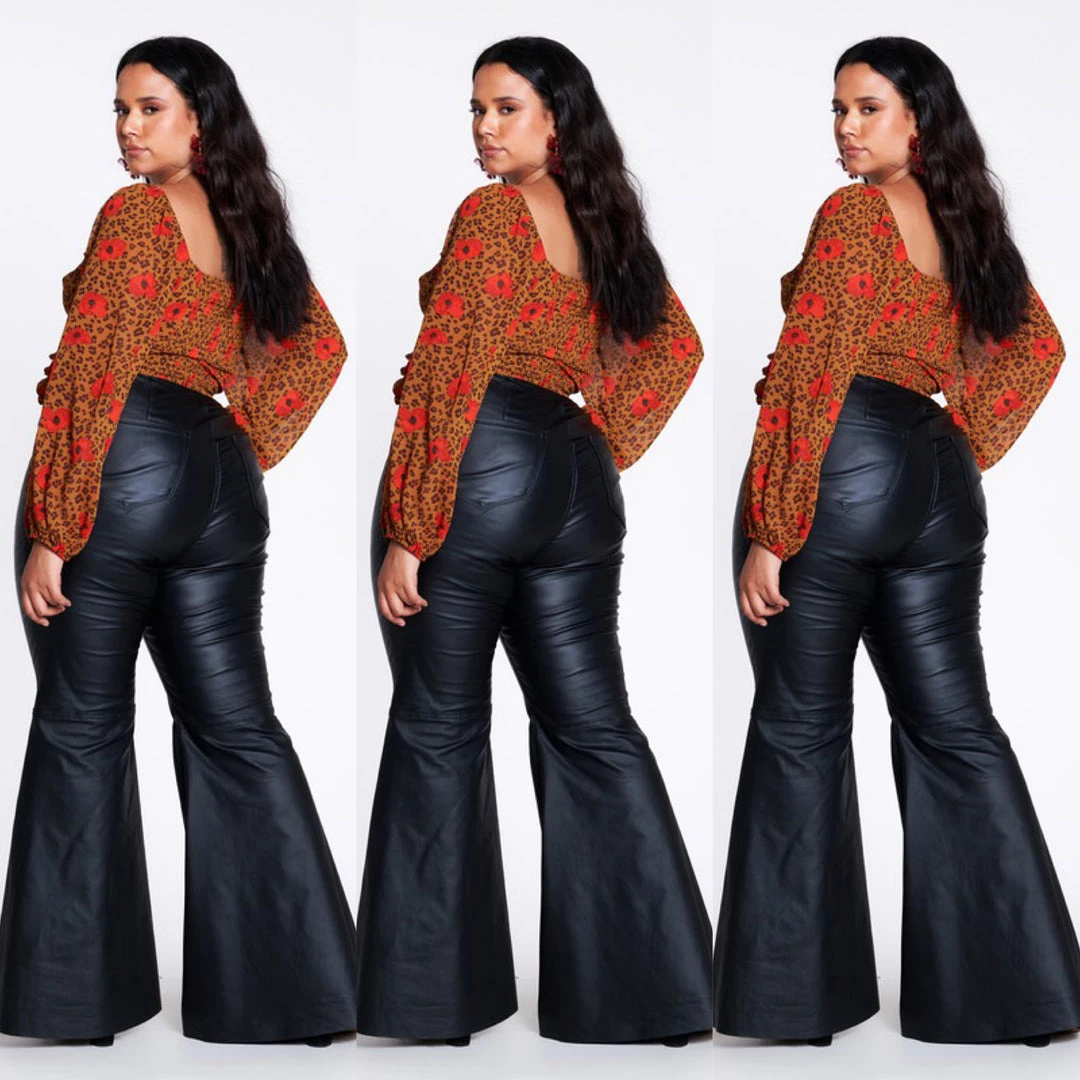 Social Butterfly Collection Black Faux Leather Bell Bottom Pants Plus Sizes 8 Social Butterfly Collection Black Faux Leather Bell Bottom Pants Plus Sizes