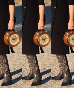Social Butterfly Collection Brown Retro Style Clock Handbag