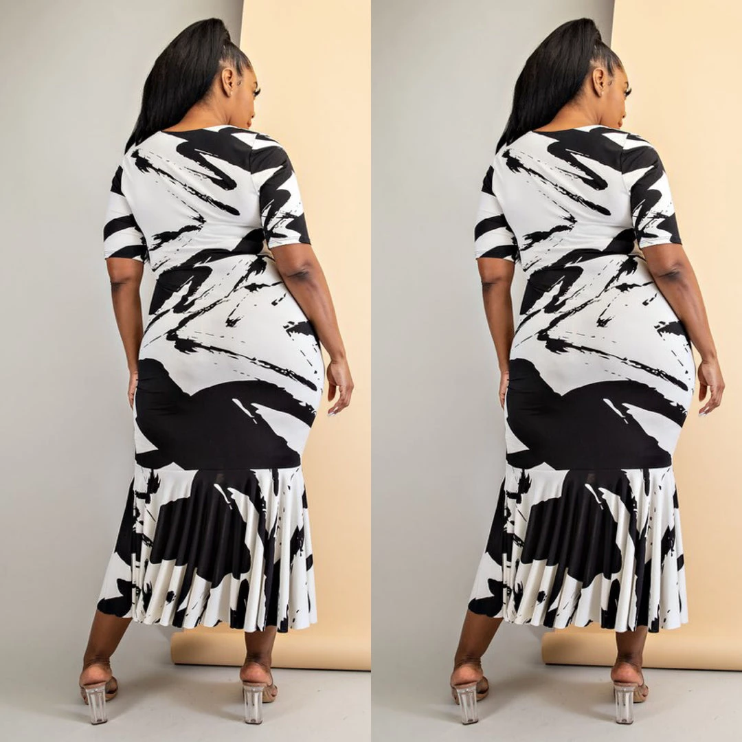 Social Butterfly Collection Plus Size Black White Form Fitted Dress 6 Social Butterfly Collection Plus Size Black White Form Fitted Dress