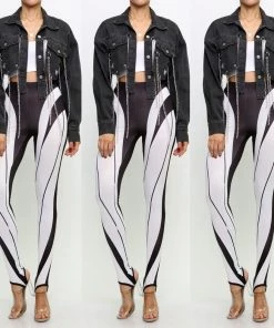 Social Butterfly Collection Black Cropped Jacket Silver Chain Details