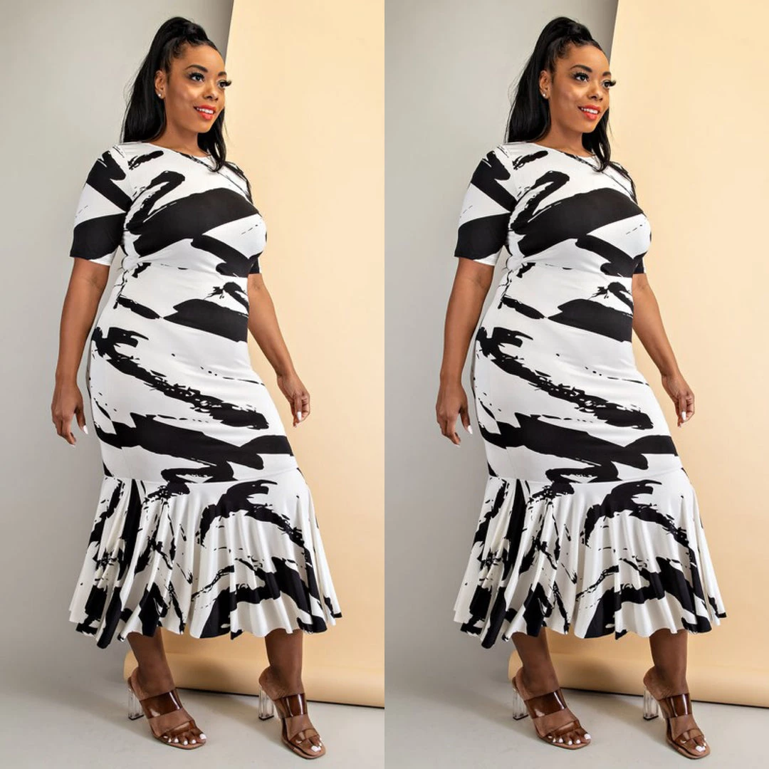 Social Butterfly Collection Plus Size Black White Form Fitted Dress 9 Social Butterfly Collection Plus Size Black White Form Fitted Dress
