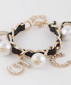 Social Butterfly Collection Ribbon Pearl Charm Bracelet
