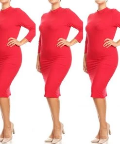 Social Butterfly Collection Plus Sizes Red Mock Neck Fitted Knee Length Dress 37 Social Butterfly Collection Plus Sizes Red Mock Neck Fitted Knee Length Dress