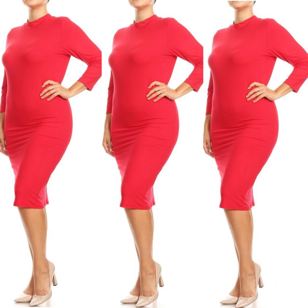 Social Butterfly Collection Plus Sizes Red Mock Neck Fitted Knee Length Dress 15 Social Butterfly Collection Plus Sizes Red Mock Neck Fitted Knee Length Dress