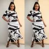 Social Butterfly Collection Plus Size Black White Form Fitted Dress