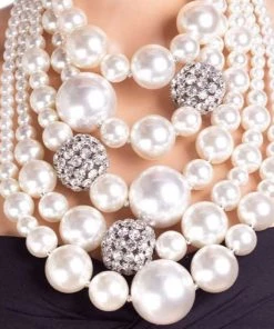 Social Butterfly Collection White X-Large Pearl Statement Necklace