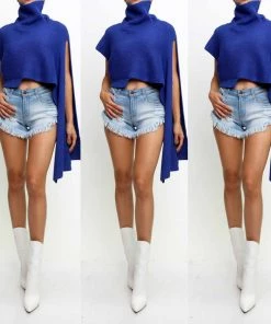 Social Butterfly Collection Accessories Royal Blue Asymmetrical Sweater Scarf