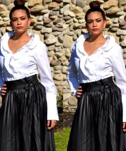 Social Butterfly Collection White Ruffle Neckline Top 17 Social Butterfly Collection White Ruffle Neckline Top