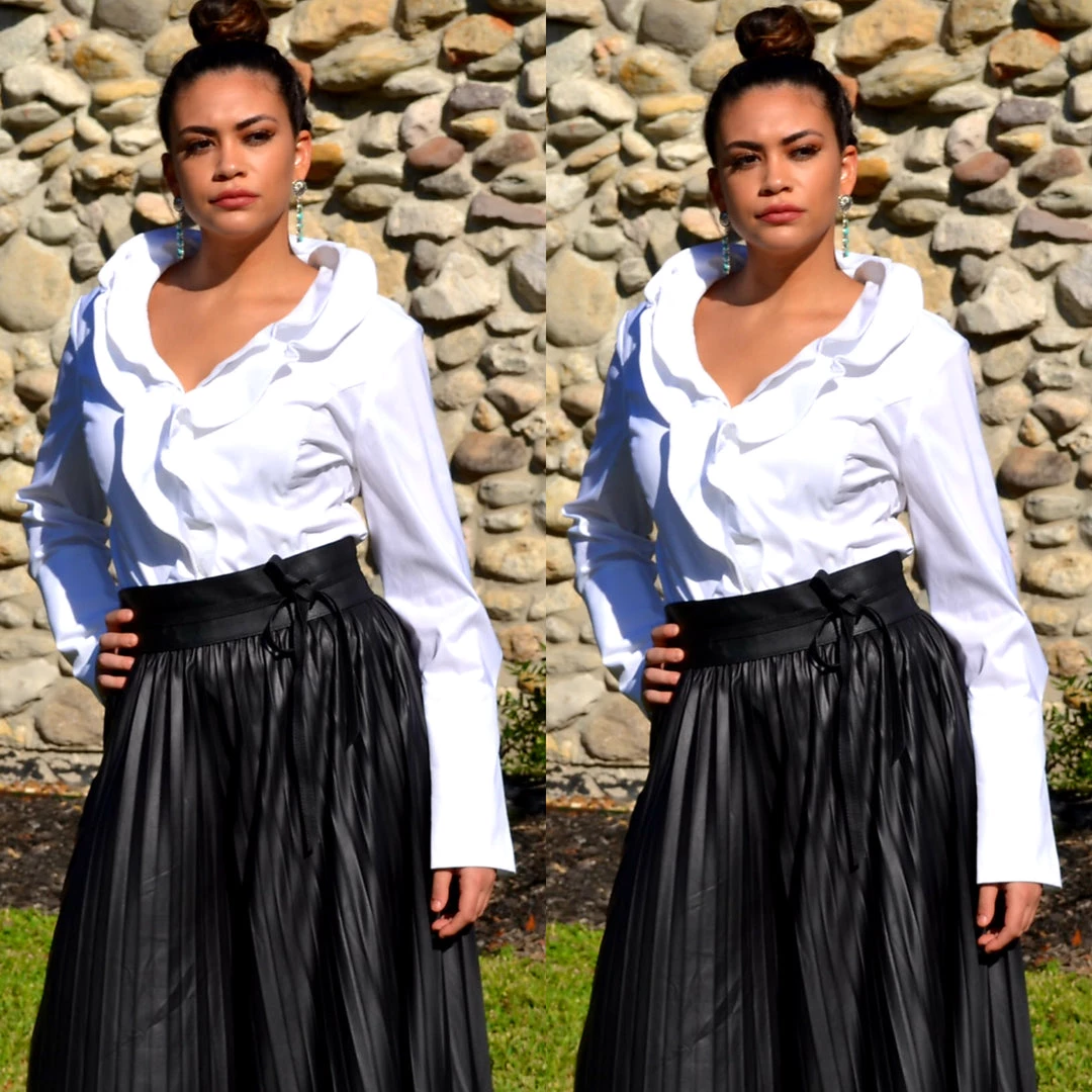 Social Butterfly Collection White Ruffle Neckline Top 5 Social Butterfly Collection White Ruffle Neckline Top