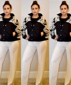 Social Butterfly Collection Detailed Black Jacket With Lace Up Drawstrings