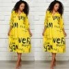 Social Butterfly Collection Yellow Black Print Button Down Shirt Dress