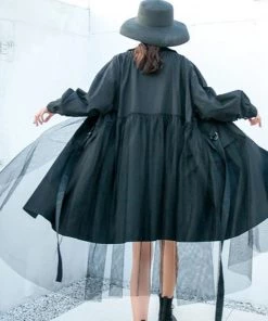 Social Butterfly Collection Black Tulle Detail Large Pocket Jacket