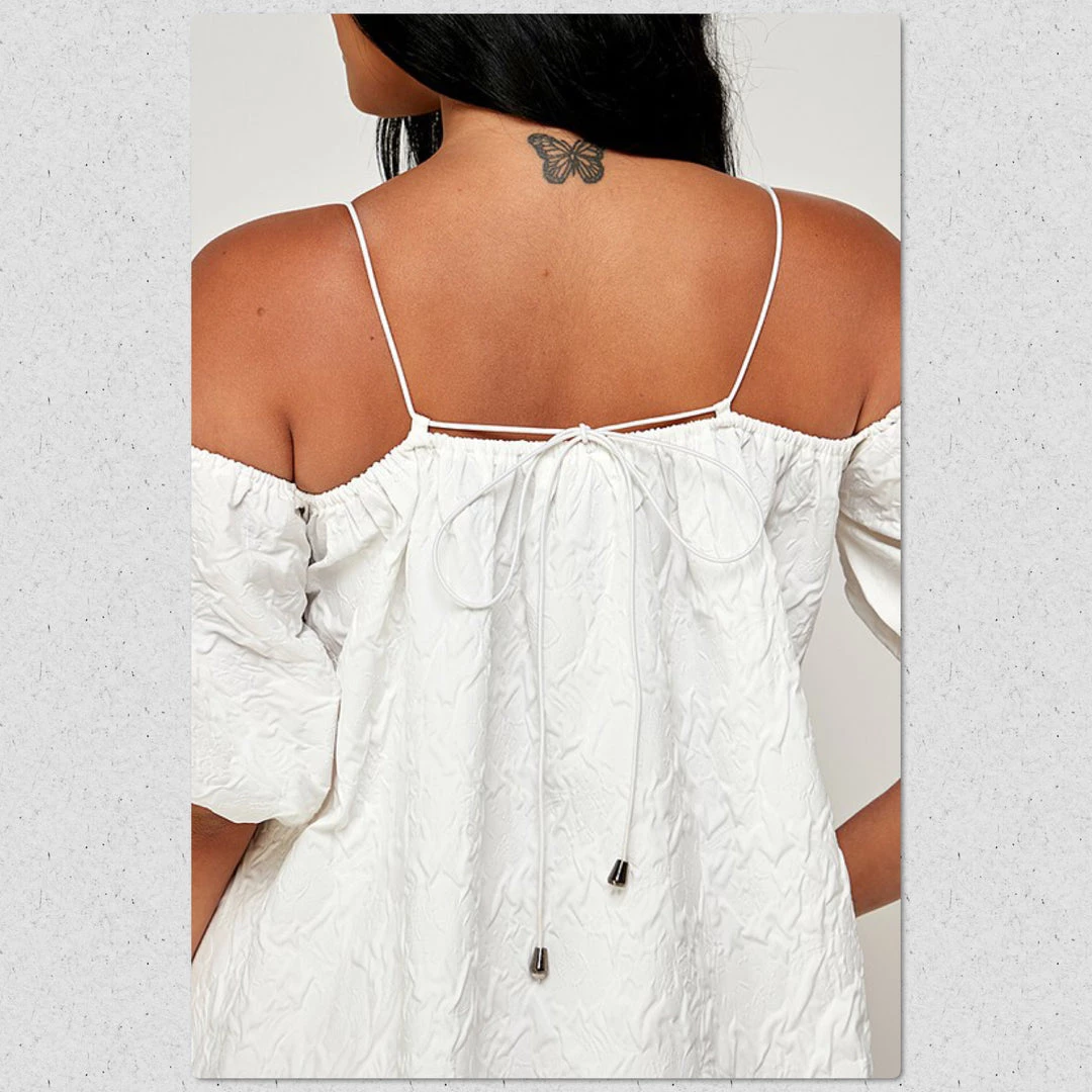 Social Butterfly Collection New Arrivals Textured Cold Shoulder Off White Dress 9 Social Butterfly Collection New Arrivals Textured Cold Shoulder Off White Dress