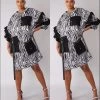 Social Butterfly Collection Zebra Print Three Big Pocket Dress