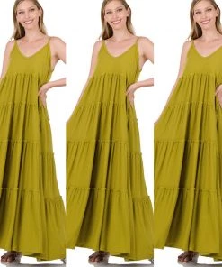 Social Butterfly Collection New Arrivals Plus Size Olive Mustard Cotton Sundress
