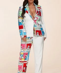 Social Butterfly Collection New Arrivals Color Block Plus Size Two Piece Pant Suit