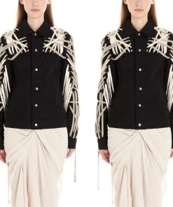 Social Butterfly Collection Detailed Black Jacket With Lace Up Drawstrings