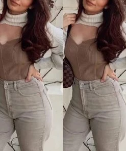 Social Butterfly Collection Accessories Turtleneck Sweater Scarf With Sleeves