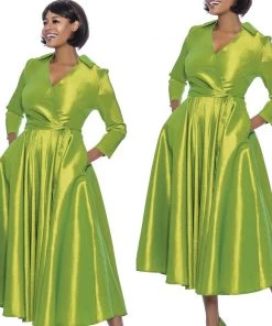 Social Butterfly Collection Green Classic Style Faux Wrap Dress 13 Social Butterfly Collection Green Classic Style Faux Wrap Dress