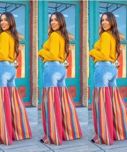 Social Butterfly Collection Distressed Light Denim Red Multi Color Palazzo Wide Leg Jeans New Arrivals 40 Social Butterfly Collection Distressed Light Denim Red Multi Color Palazzo Wide Leg Jeans New Arrivals