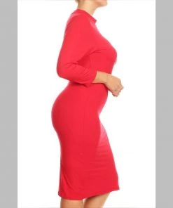 Social Butterfly Collection Plus Sizes Red Mock Neck Fitted Knee Length Dress 38 Social Butterfly Collection Plus Sizes Red Mock Neck Fitted Knee Length Dress