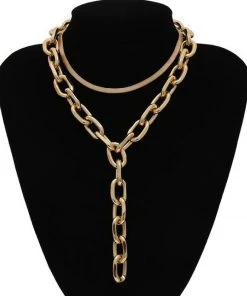 Social Butterfly Collection New Arrivals Gold Two Piece Y Link Chain Necklace