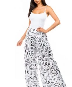 Social Butterfly Collection Vogue White Black Print Palazzo Pants