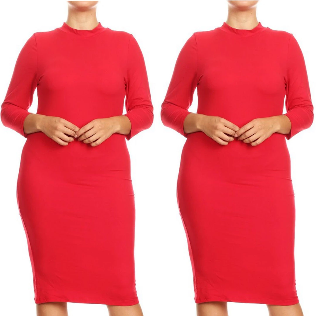Social Butterfly Collection Plus Sizes Red Mock Neck Fitted Knee Length Dress 23 Social Butterfly Collection Plus Sizes Red Mock Neck Fitted Knee Length Dress