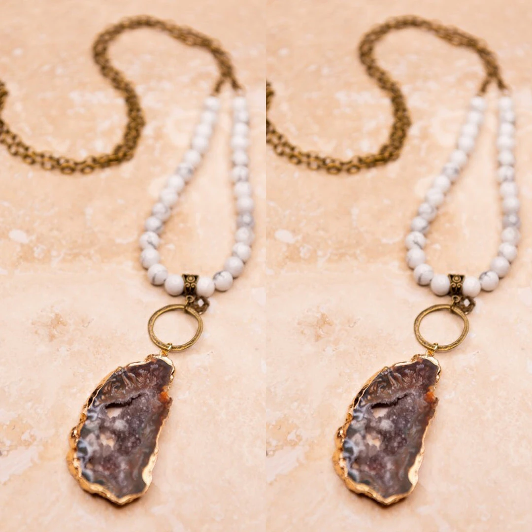 Social Butterfly Collection Bead Stone Long Pendant Necklace 8 Social Butterfly Collection Bead Stone Long Pendant Necklace