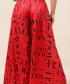 Social Butterfly Collection New Arrivals Red Black Vogue Print Palazzo Pants