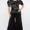 Social Butterfly Collection Black White Vogue Print Top