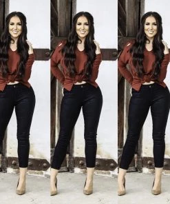 Social Butterfly Collection Black Plus Size Shiny Skinny Jeans