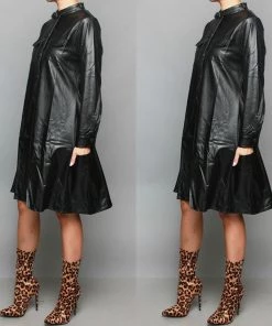 Social Butterfly Collection Black Faux Leather Dress Plus Sizes 13 Social Butterfly Collection Black Faux Leather Dress Plus Sizes