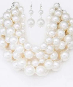 Social Butterfly Collection New Arrivals White Mixed Cluster Pearl Necklace